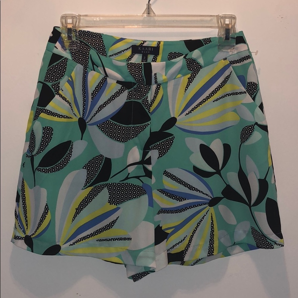Kaari Blue Floral Summer Shorts